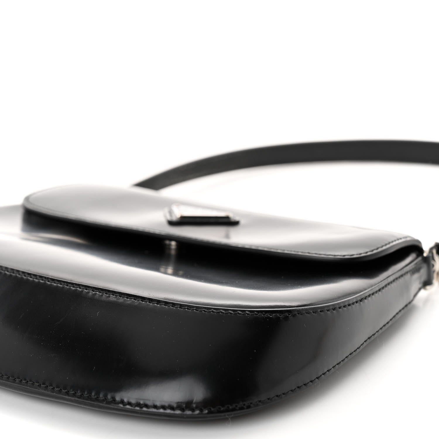 Prada Spazzolato Cleo Flap Shoulder Bag Black 10 of 11