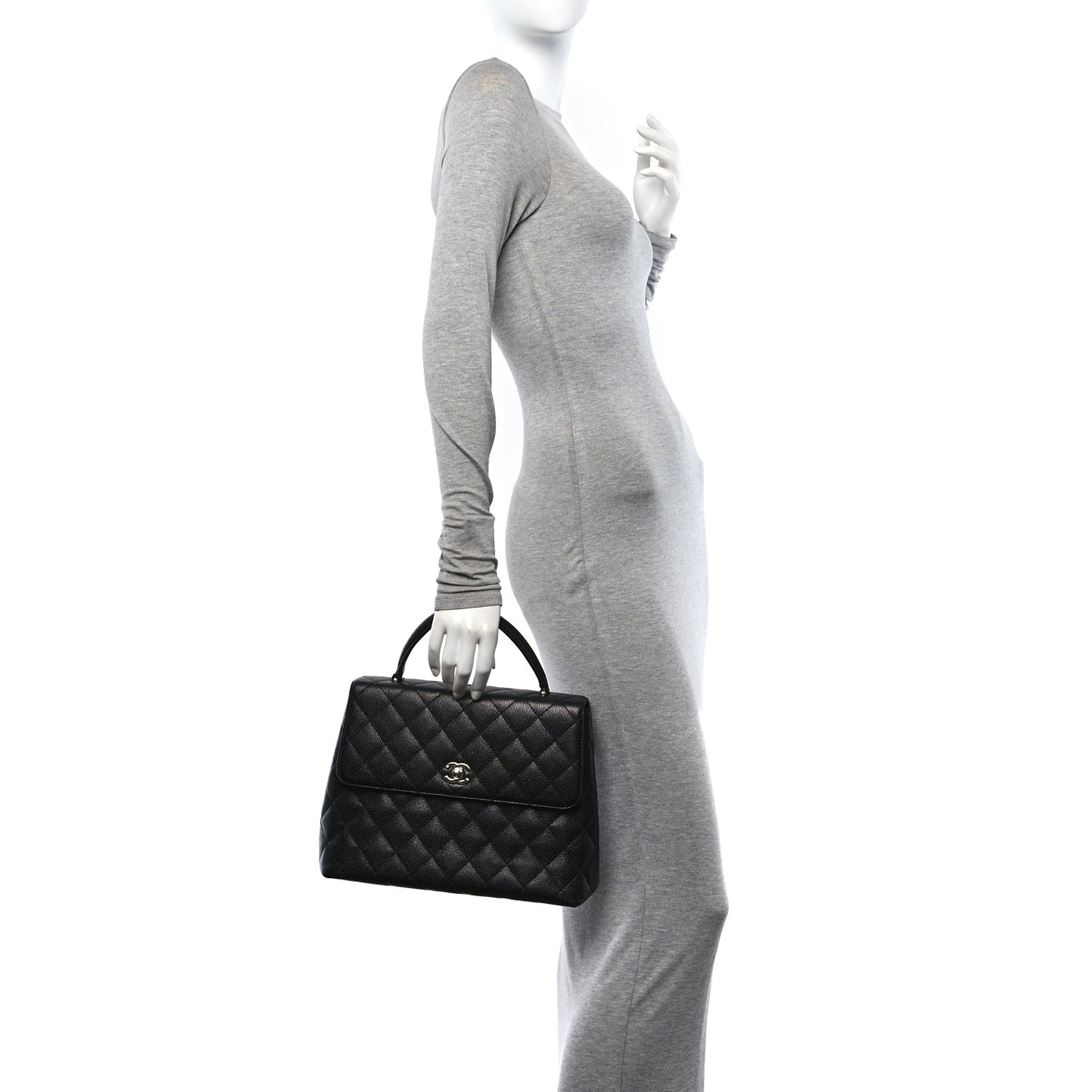 Caviar Quilted Jumbo Kelly Flap Black
