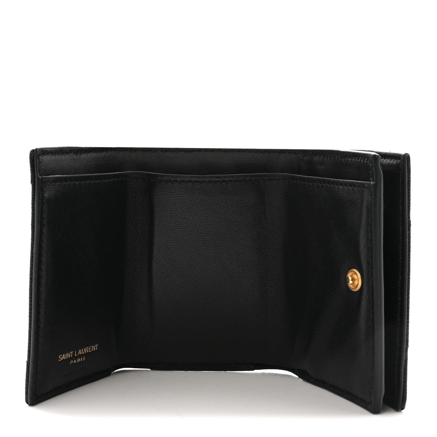 Saint Laurent Grain De Poudre Matelasse Chevron Monogram Origami Tiny Wallet Black 5 of 7