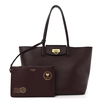 Salvatore Ferragamo Calfskin Travel Tote Burgundy 3 of 17