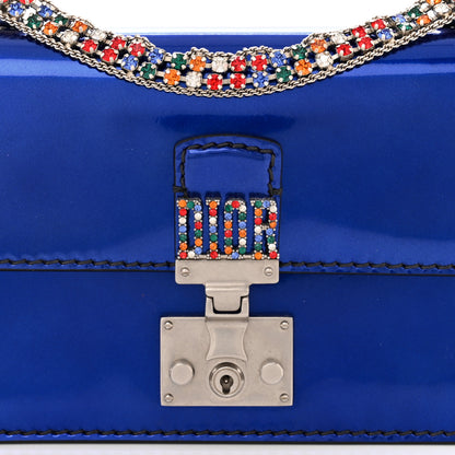 Christian Dior Metallic Patent Crystal Dioraddict Flap Bag Blue 8 of 10
