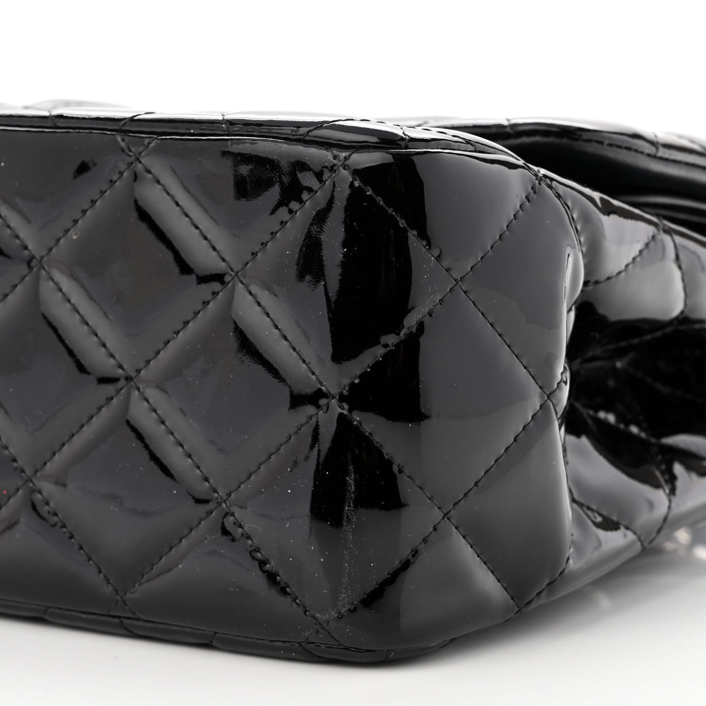 Patent Quilted Jumbo Double Flap Black