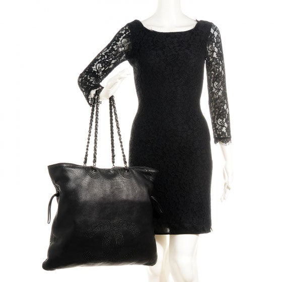 Chanel Lambskin CC Studded Bonbons Tote Black 2 of 7