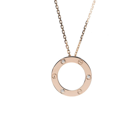 Cartier 18K Pink Gold 3 Diamonds LOVE Pendant Necklace 3 of 6