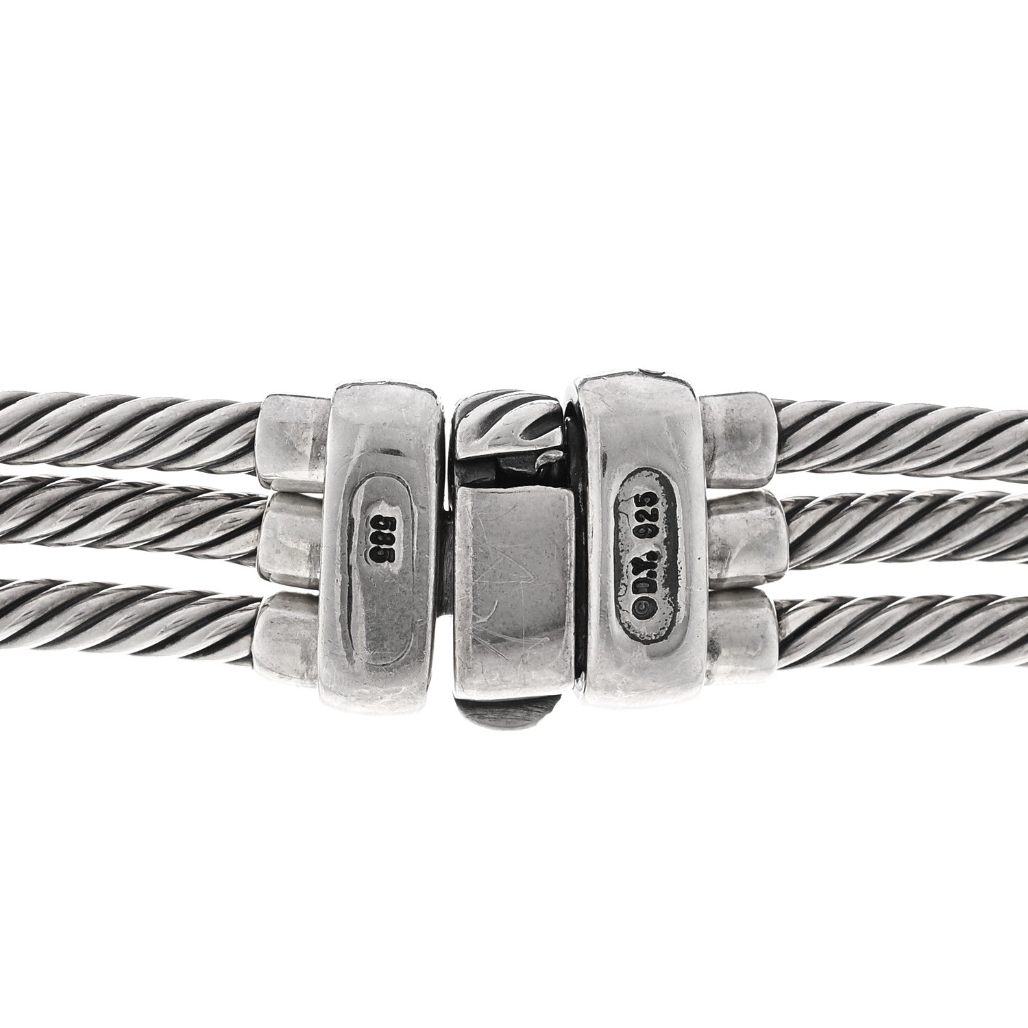 David Yurman Sterling Silver 14K Yellow Gold Blue Topaz Hampton Cable 3 Strand Necklace 5 of 5