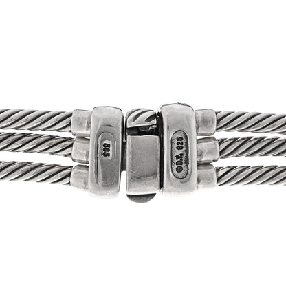 David Yurman Sterling Silver 14K Yellow Gold Blue Topaz Hampton Cable 3 Strand Necklace 5 of 5