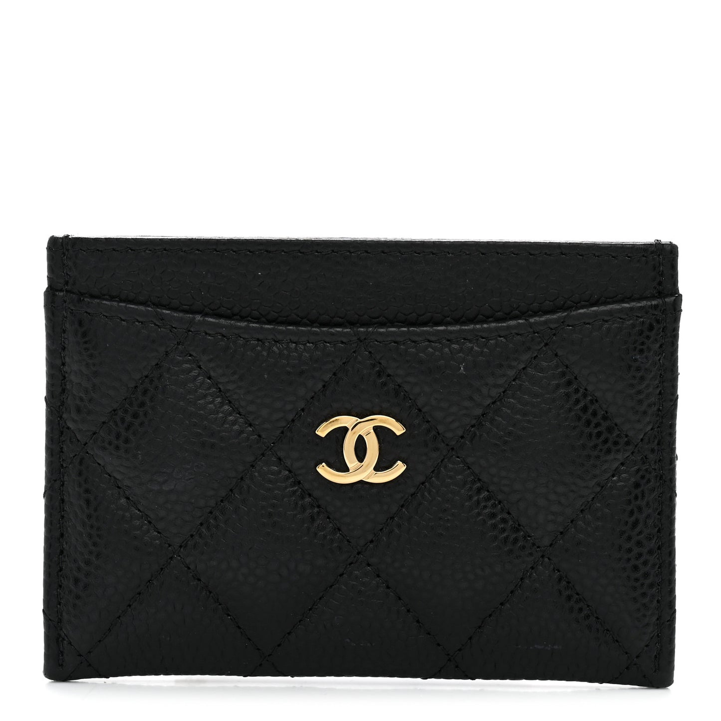Caviar Quilted Card Holder Black