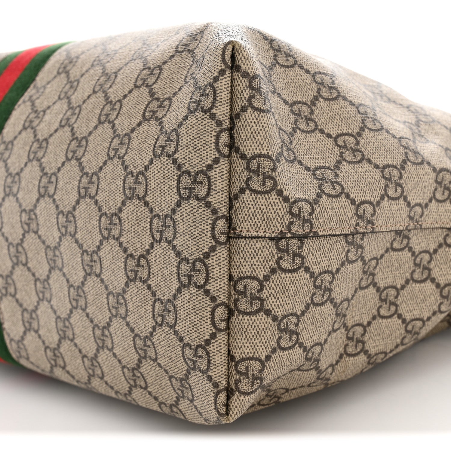 Gucci GG Supreme Monogram Textured Calfskin Web Medium Ophidia Shopping Tote Beige Ebony New Acero 10 of 11
