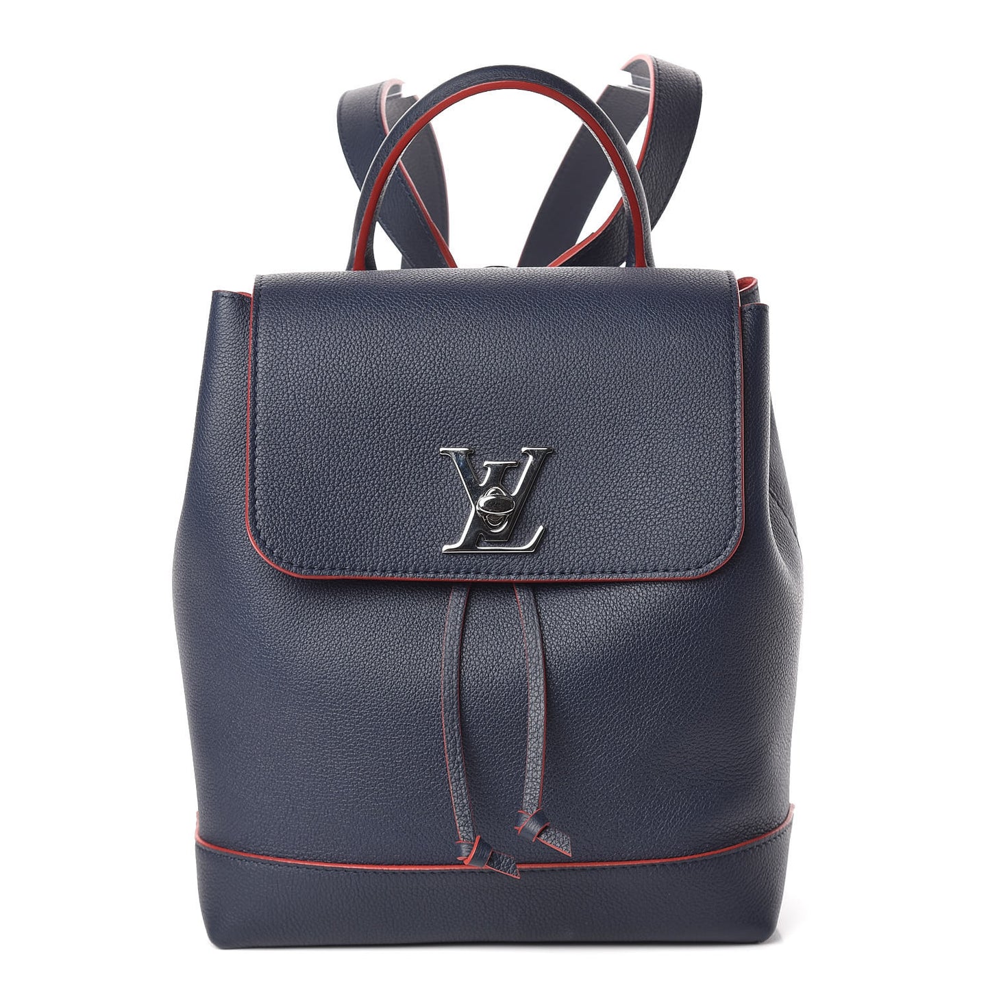 Soft Calfskin Lockme Backpack Marine Rouge