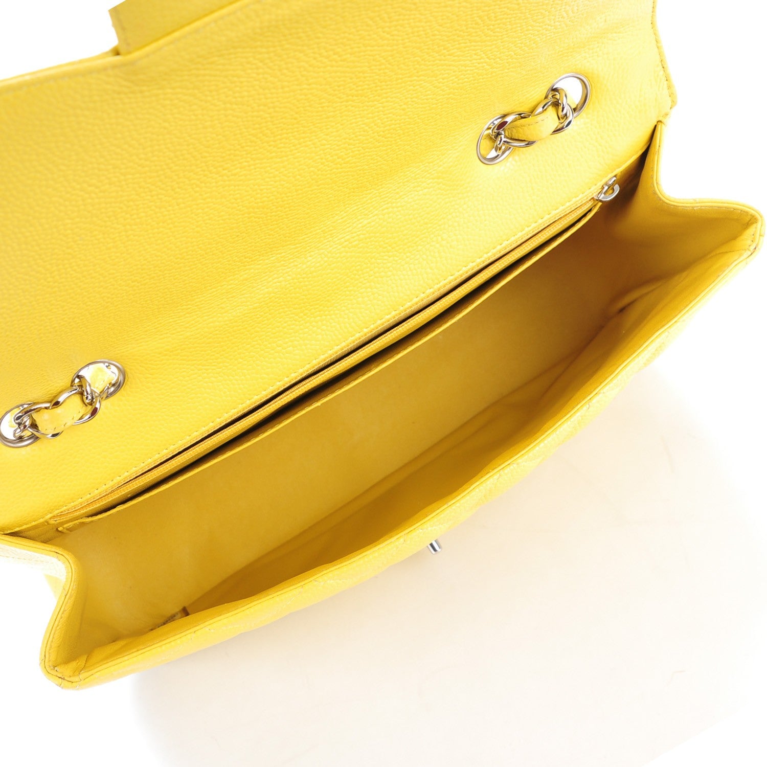 Chanel Caviar Quilted Jumbo Single Flap Yellow 5 of 8