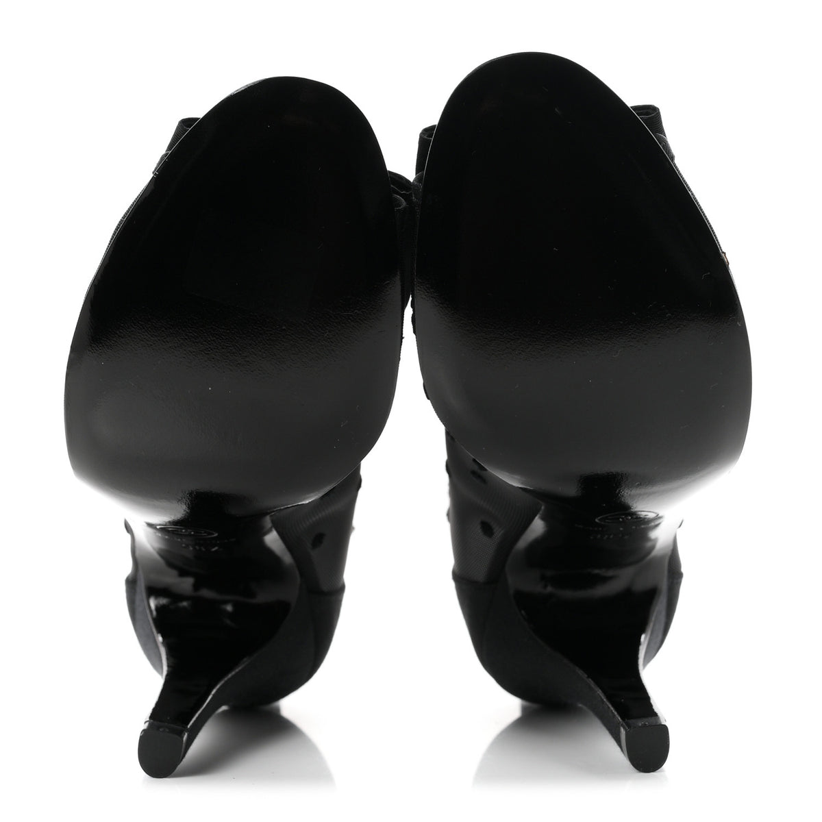 Mesh Grosgrain Bow Peep Toe Booties 39 Black