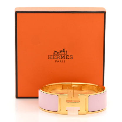 Hermes Enamel Wide Clic Clac H Bracelet GM Rose Poudre 6 of 6