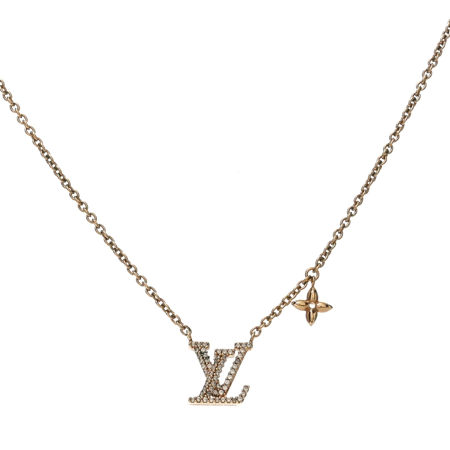 Louis Vuitton Metal Crystal LV Iconic Necklace Gold 1 of 6