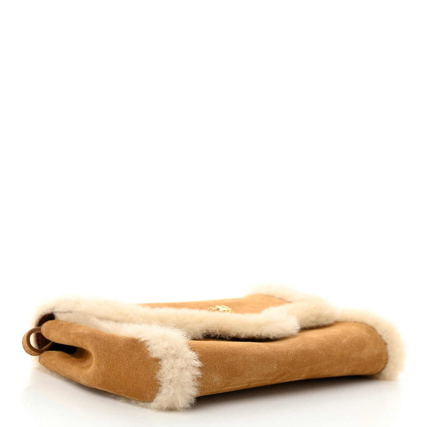 Suede Shearling La Medusa Crossbody Bag Tan White