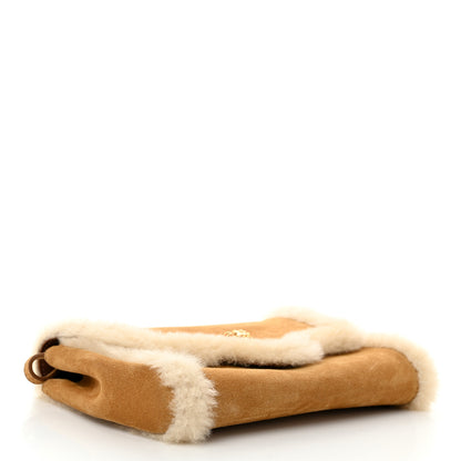Versace Suede Shearling La Medusa Crossbody Bag Tan White 3 of 8