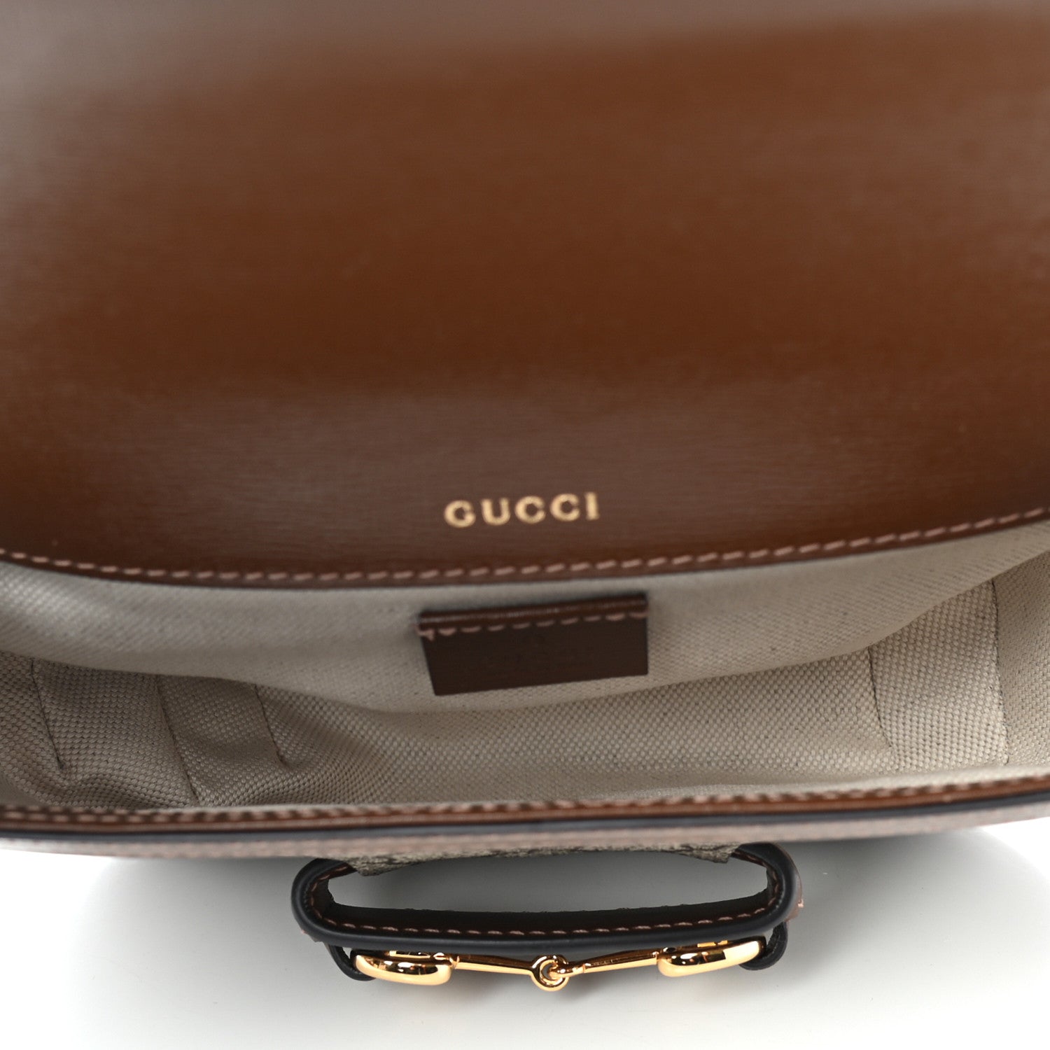 Gucci GG Supreme Monogram Web Mini Horsebit 1955 Shoulder Bag Beige Brown Sugar 5 of 9