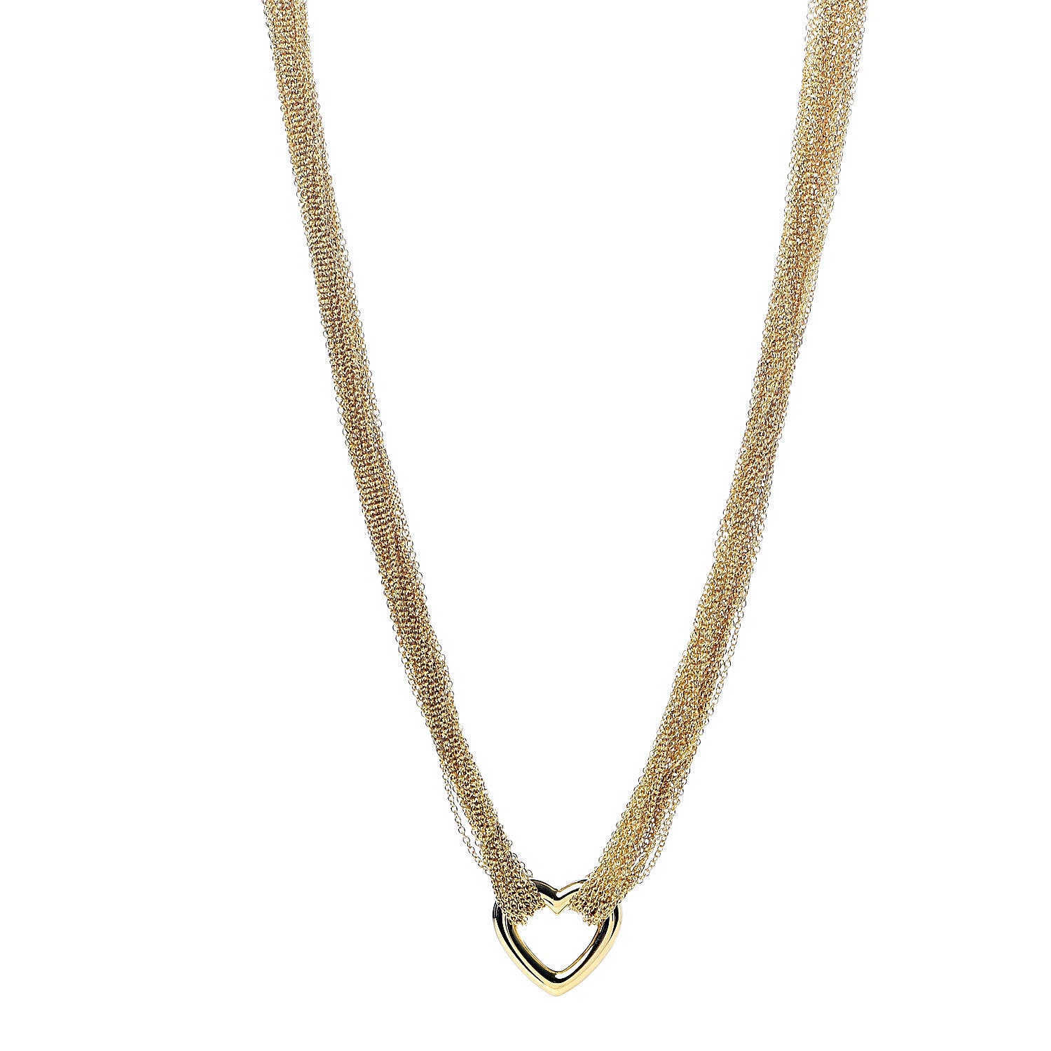 Tiffany 18K Yellow Gold Heart Mesh Toggle Necklace 1 of 6