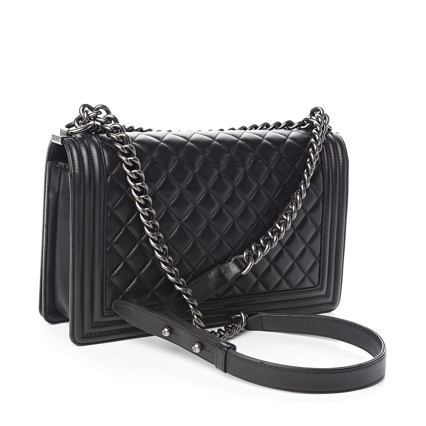 Lambskin Quilted New Medium Boy Flap Black