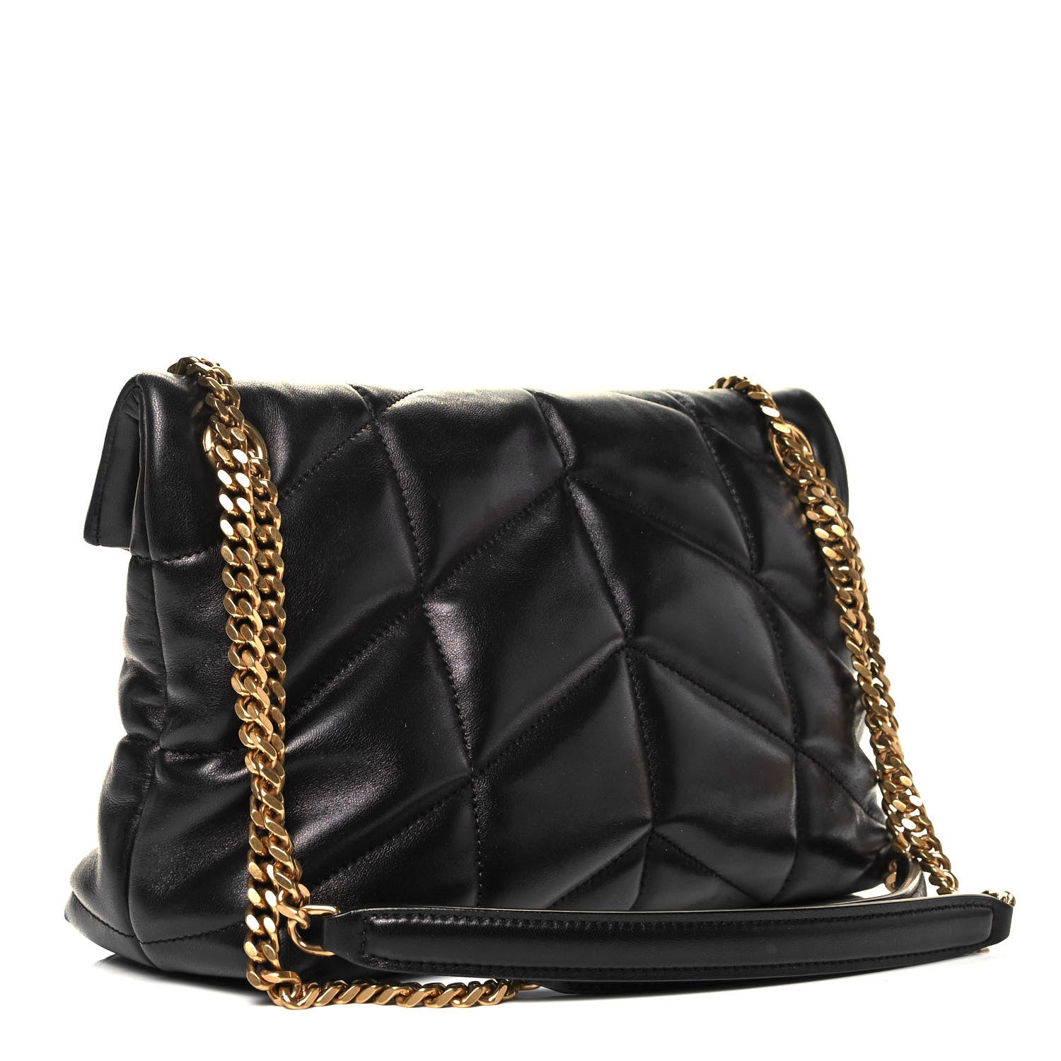 Saint Laurent Lambskin Quilted Small Loulou Puffer Monogram Chain Satchel Black 3 of 9
