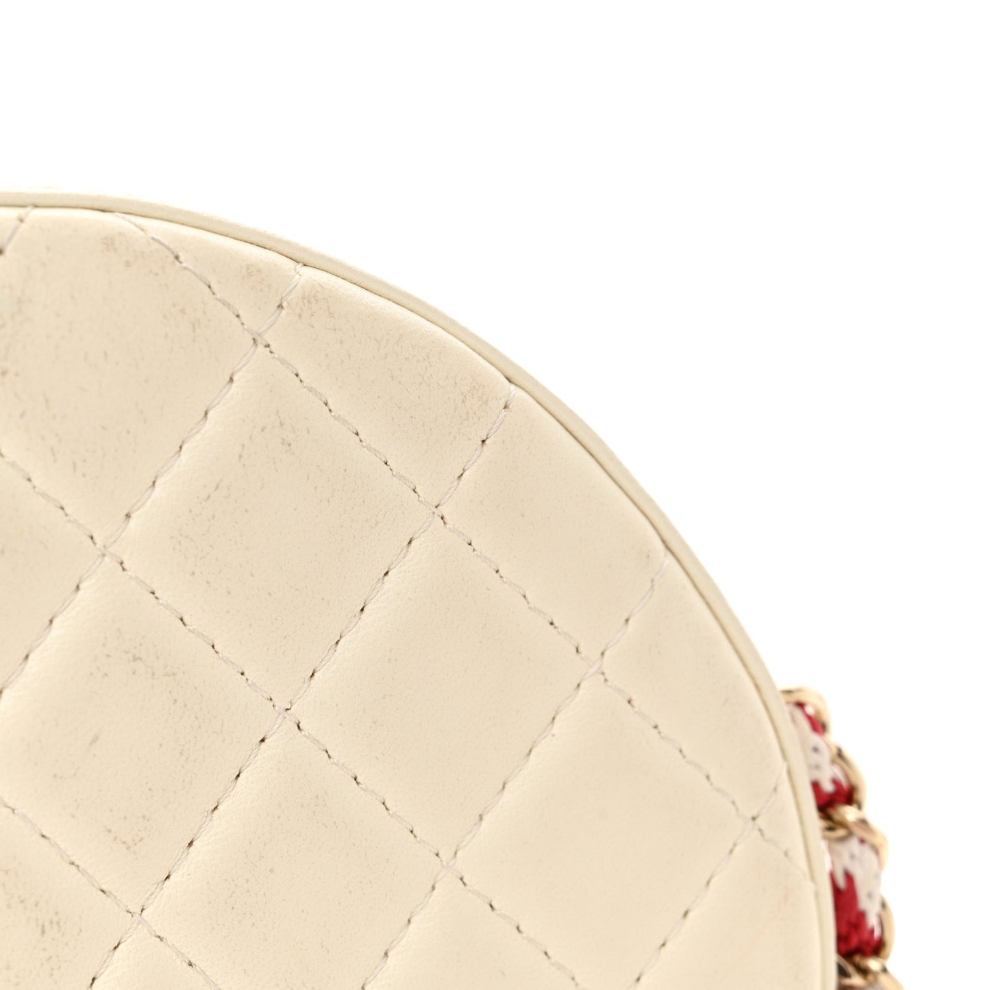 Lambskin Coco Lifesaver Round Bag Red White