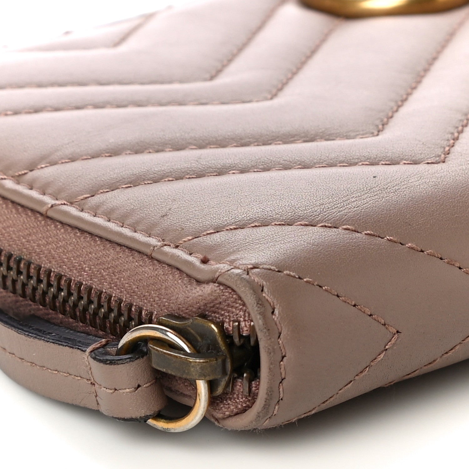 Gucci Calfskin Matelasse GG Marmont Zip Around Organizer Wallet Porcelain Rose 7 of 12