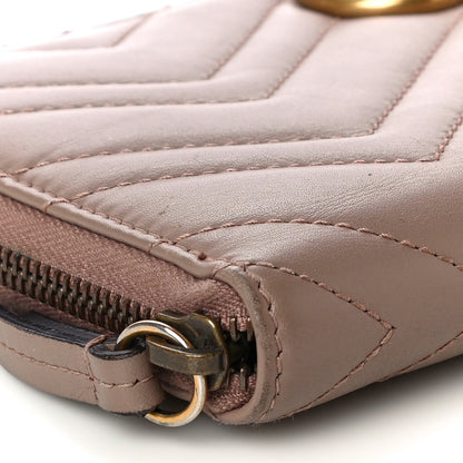 Gucci Calfskin Matelasse GG Marmont Zip Around Organizer Wallet Porcelain Rose 7 of 12