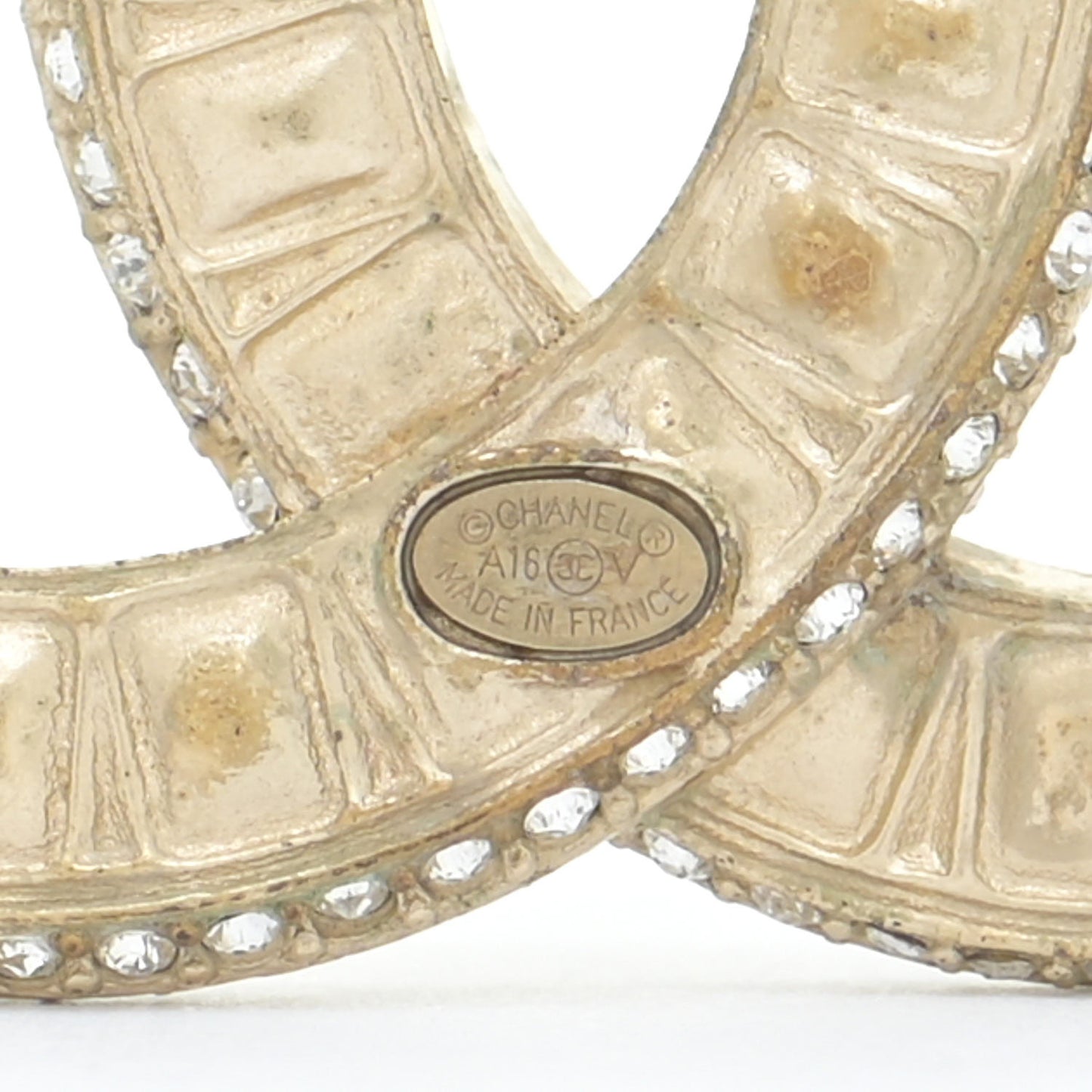 Baguette Crystal CC Brooch Gold