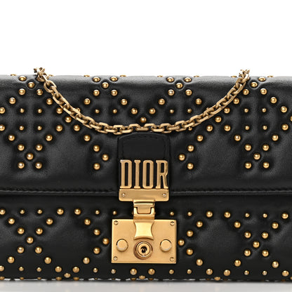 Christian Dior Lambskin Cannage Studded Dioraddict Wallet on Chain Black 8 of 11
