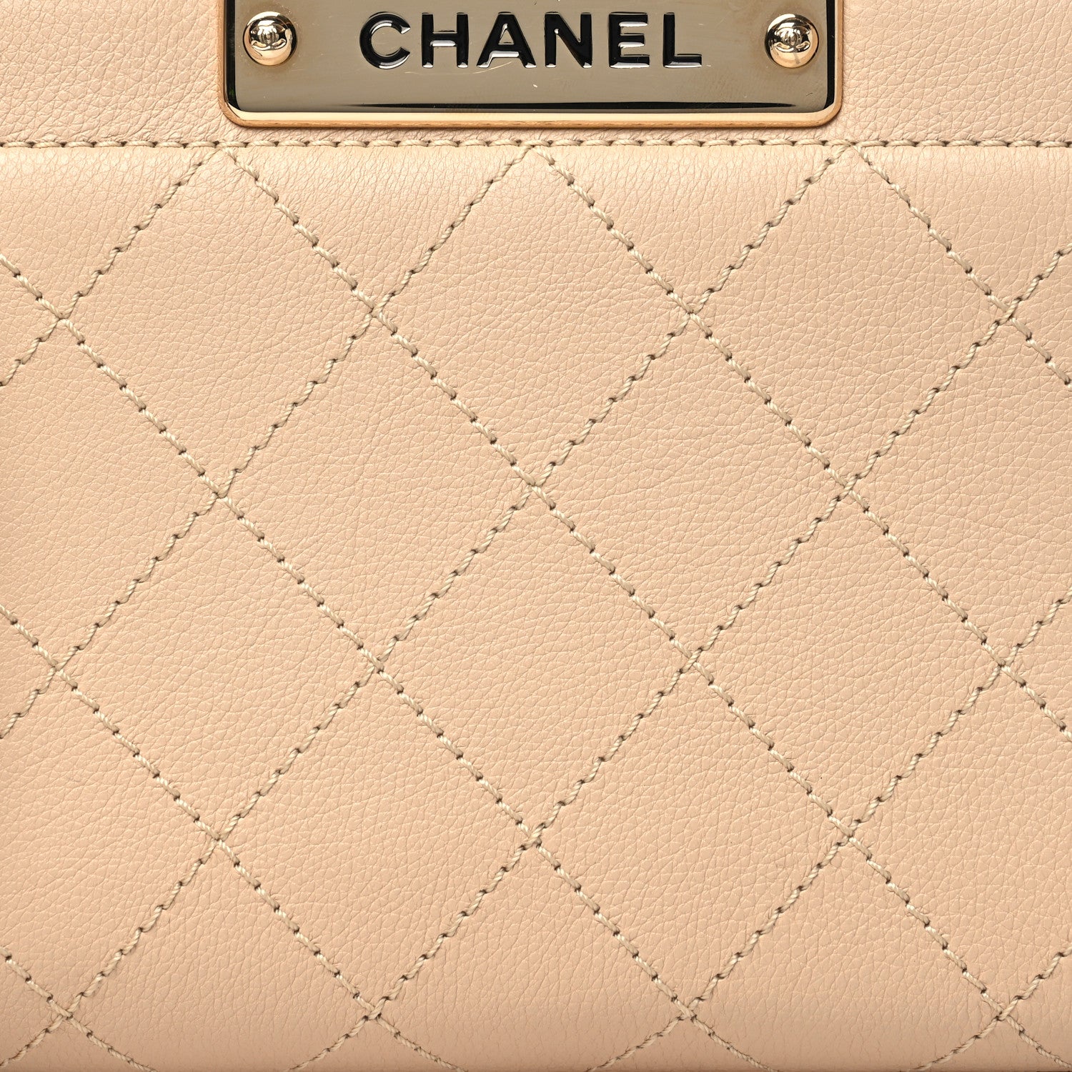 Chanel Grained Calfskin Stitched Mini Label Click Shopper Tote Beige 8 of 12