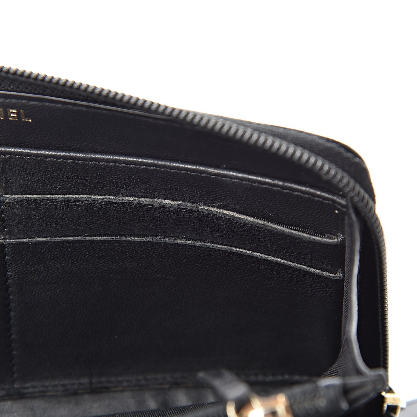 Lambskin Quilted Boy Zip Around Wallet Black