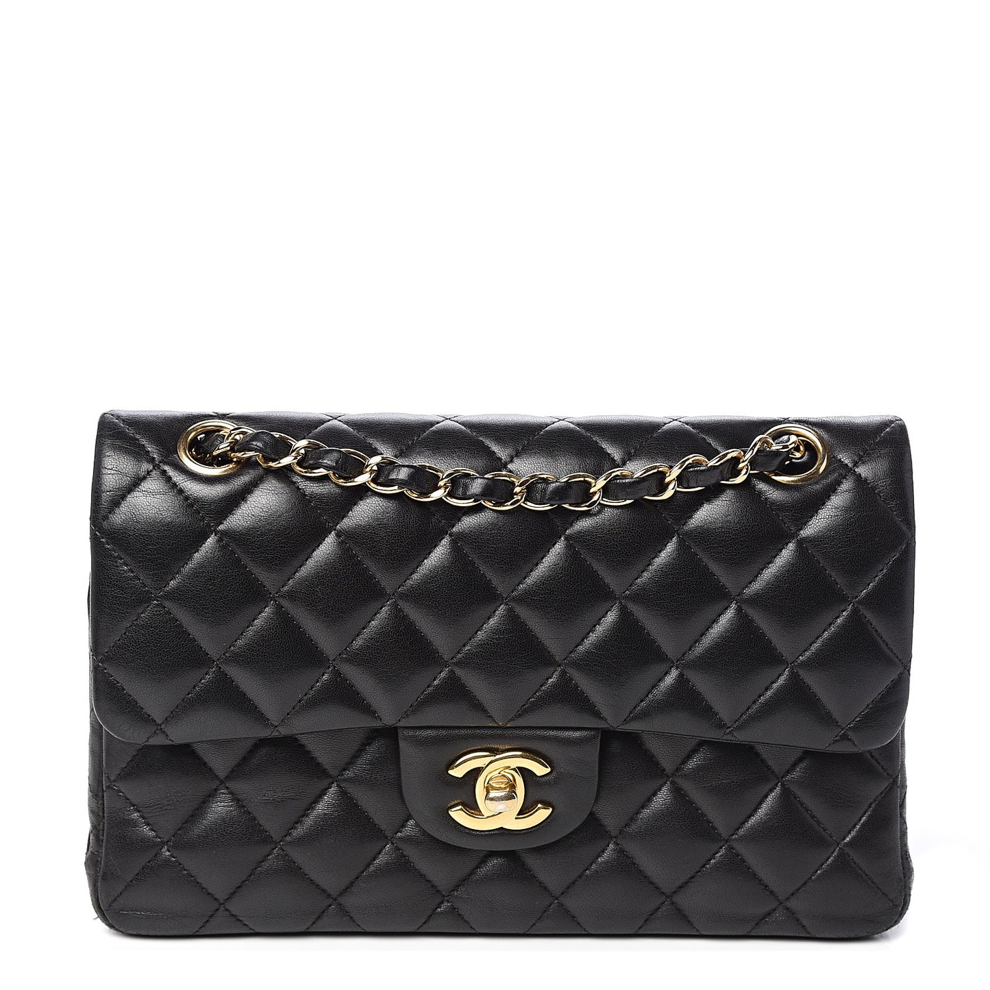 Lambskin Quilted Small Double Flap Black