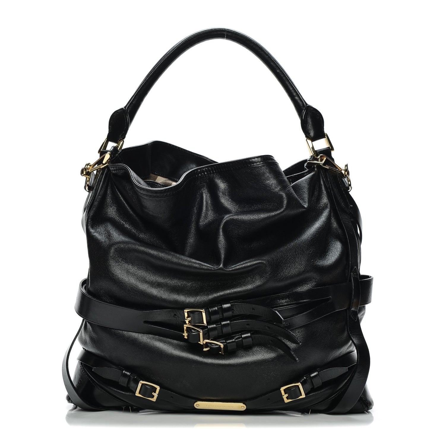 Soft Lambskin Bridle Calfskin Medium Gosford Hobo Black