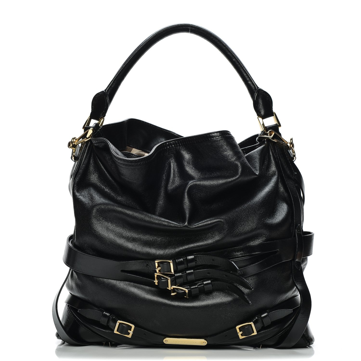 Burberry Soft Lambskin Bridle Calfskin Medium Gosford Hobo Black 1 of 11