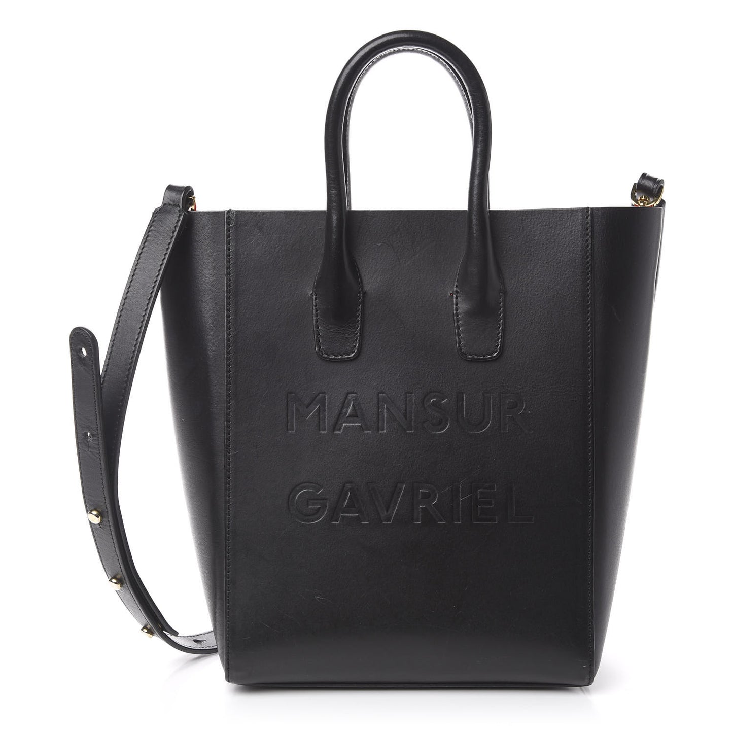 Calfskin Logo Mini North South Tote Black Flamma