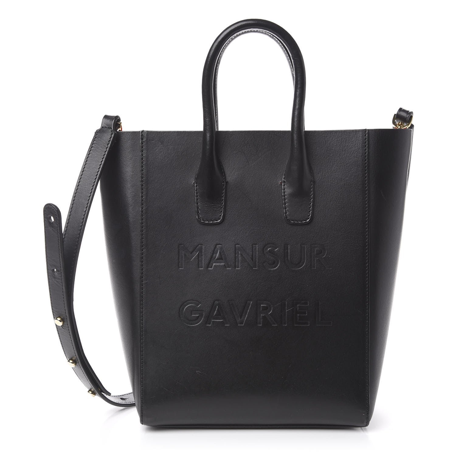 Mansur Gavriel Calfskin Logo Mini North South Tote Black Flamma 1 of 9