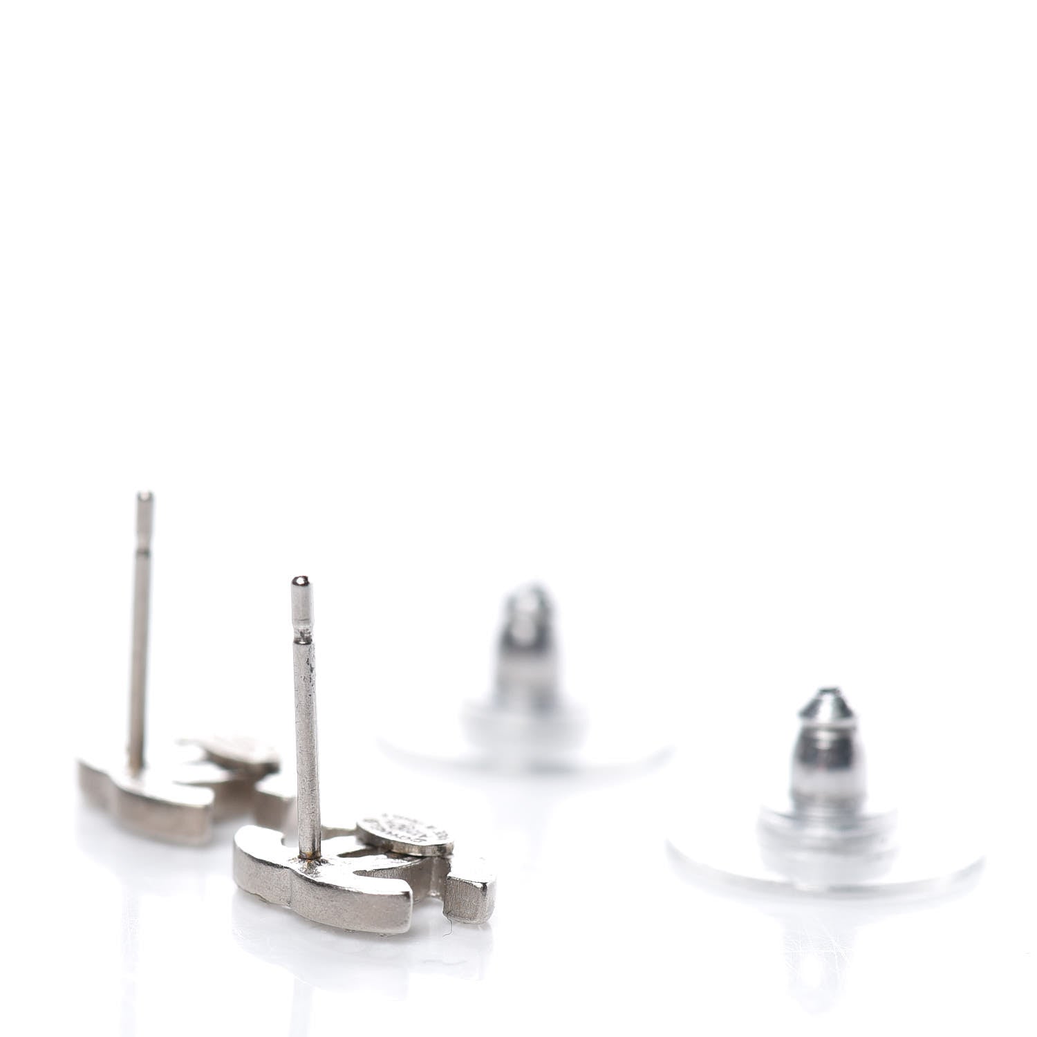 Chanel Crystal Mini Timeless CC Earrings Silver 4 of 5
