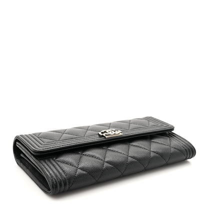 Chanel Caviar Quilted Long Boy Flap Wallet Black 4 of 10