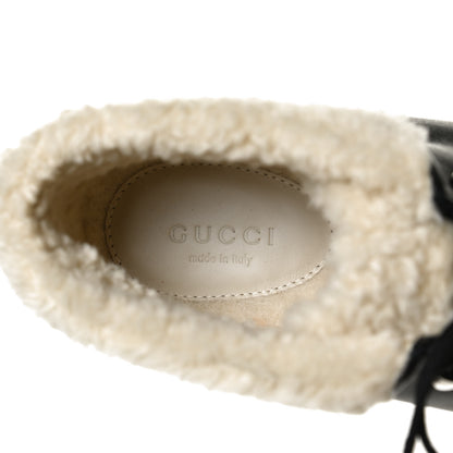 Gucci Calfskin Faux Shearling Studded Victor Ankle Boots 37.5 Black Mystic White 9 of 10