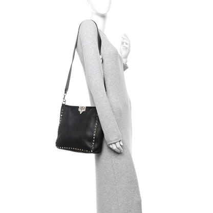 Valentino Garavani Pebbled Calfskin Small Rockstud Flip-Lock Messenger Bag Black 2 of 13