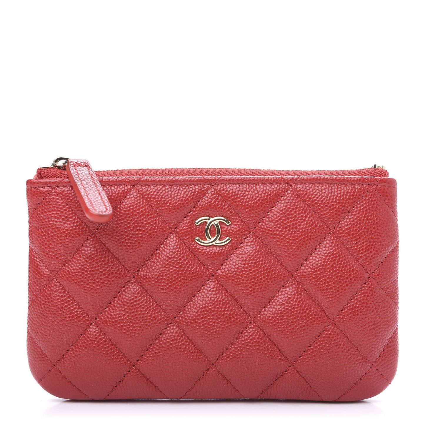 Caviar Quilted Coin Purse Case Red