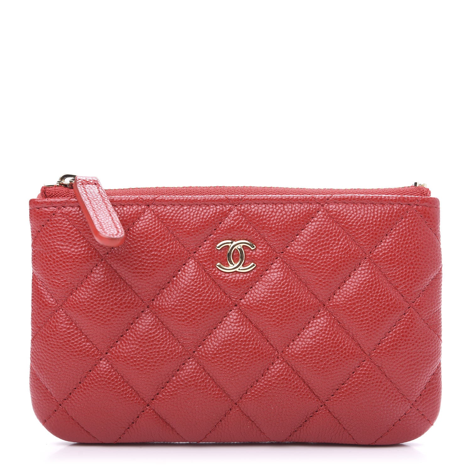 Chanel Caviar Quilted Coin Purse Case Red 1 of 8