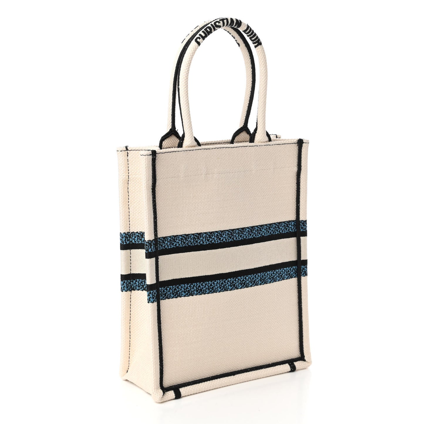 Canvas Embroidered Vertical Lucky Star Book Tote White Multicolor