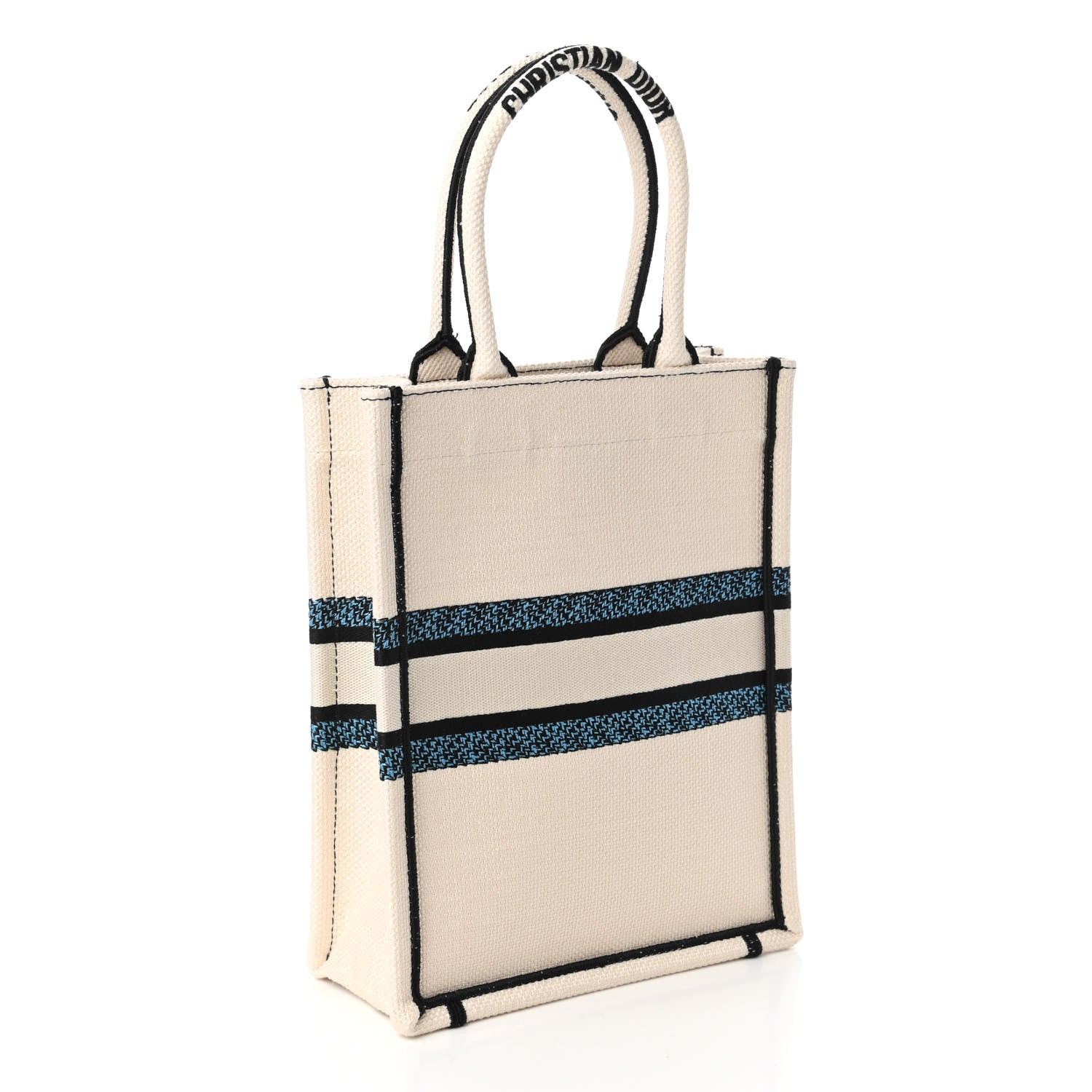 Christian Dior Canvas Embroidered Vertical Lucky Star Book Tote White Multicolor 3 of 10