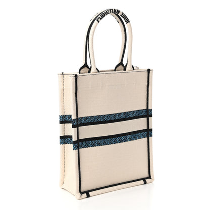 Christian Dior Canvas Embroidered Vertical Lucky Star Book Tote White Multicolor 3 of 10