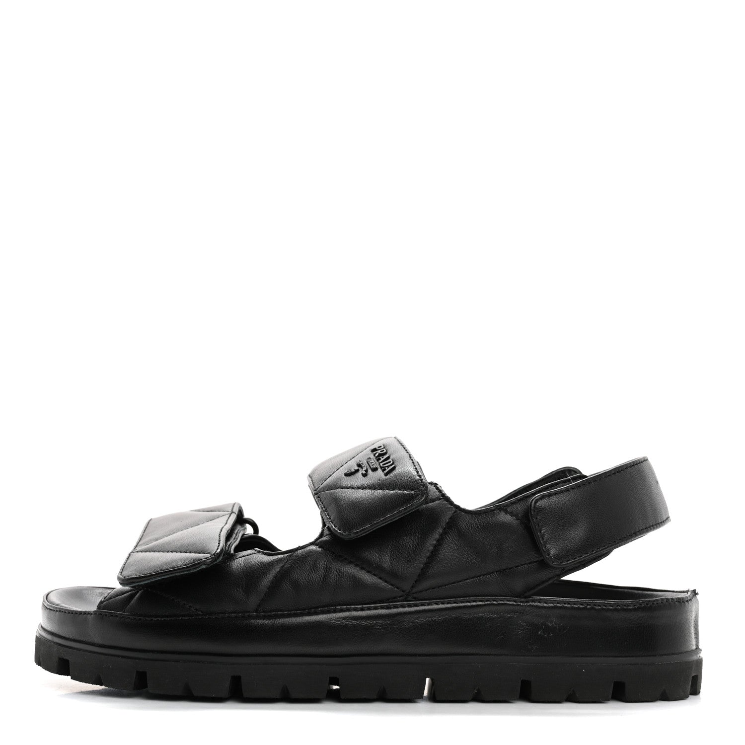 Prada Nappa Quilted Padded Slingback Sandals 37.5 Black 1 of 17