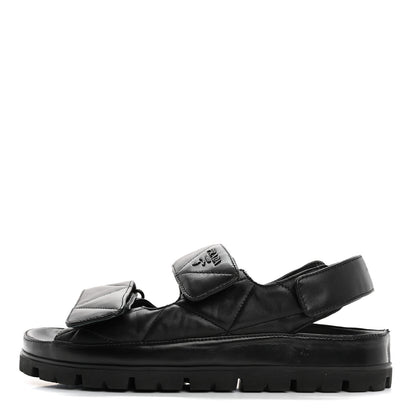 Prada Nappa Quilted Padded Slingback Sandals 37.5 Black 1 of 17