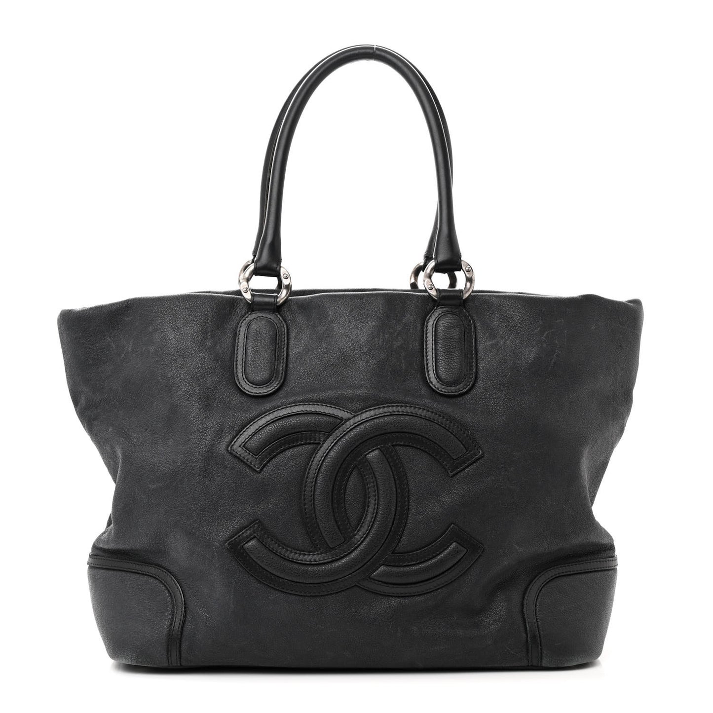 Washed Calfskin Tote Black
