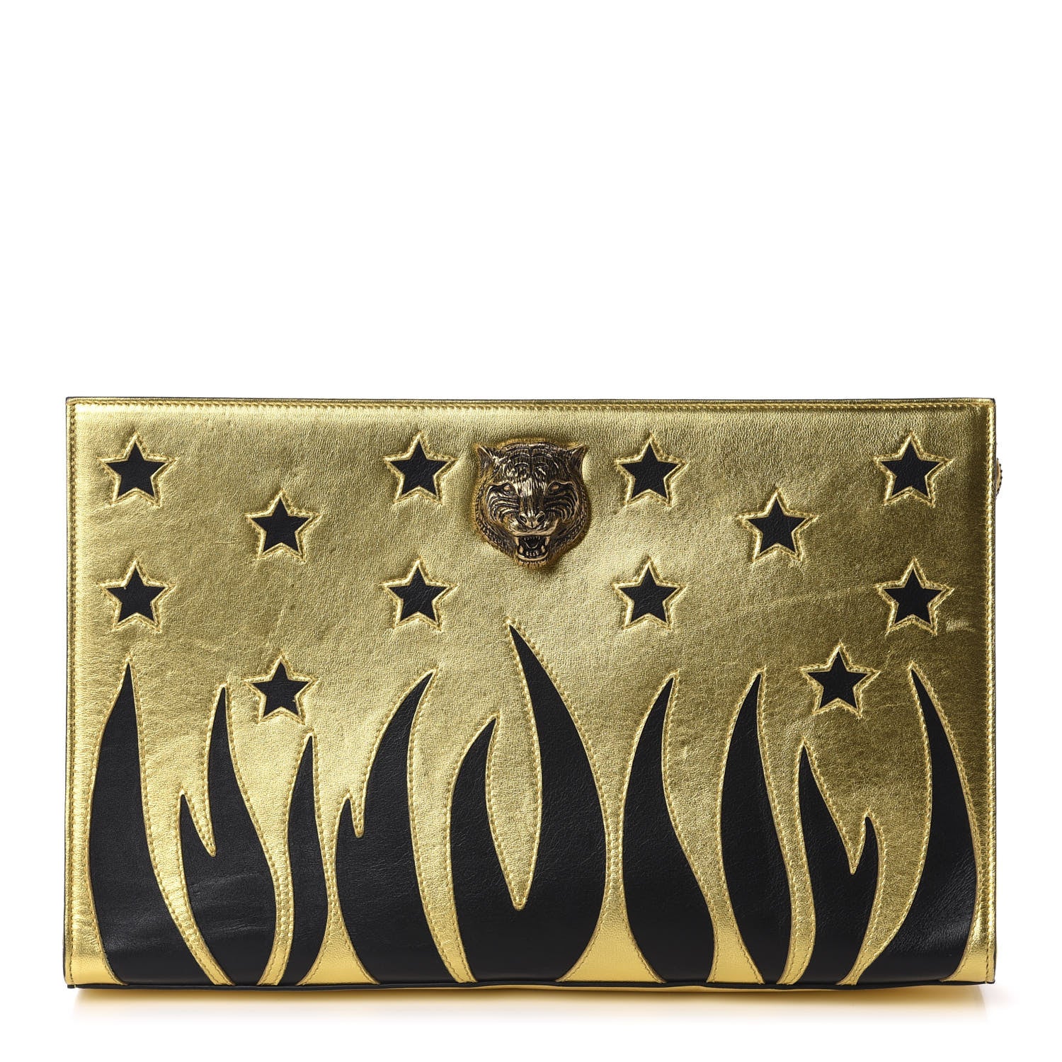 Gucci Calfskin Animalier Clutch Gold Black 1 of 13