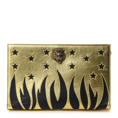 Gucci Calfskin Animalier Clutch Gold Black 1 of 13