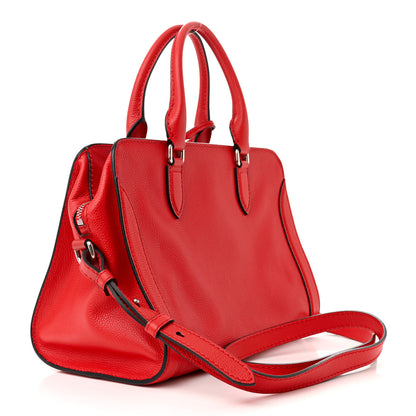 Alexander McQueen Pebbled Calfskin Small Skull Padlock Zip Around Tote Red 3 of 12